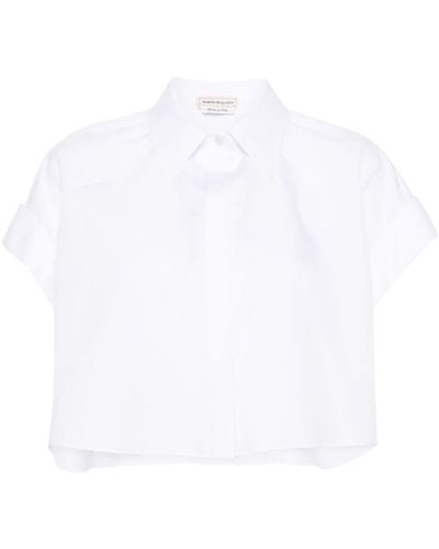 Alexander McQueen Cropped-Hemd aus Baumwolle - Weiß