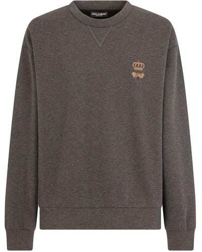 Dolce & Gabbana Jersey Sweater Met Borduurwerk - Grijs
