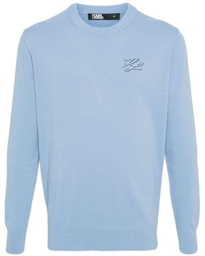 Karl Lagerfeld Logo-embroidered Jumper - Blue
