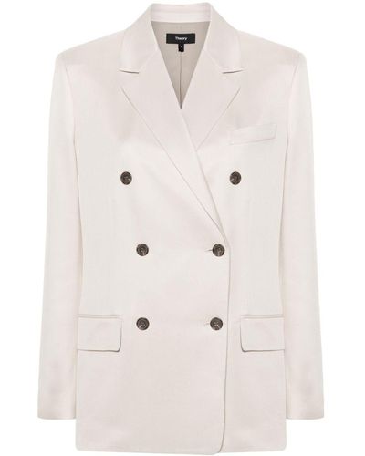 Theory Notched-lapels Double-breasted Blazer - Natural