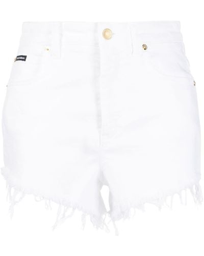 Dolce & Gabbana Shorts denim a vita alta con frange - Bianco