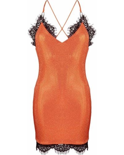 Philipp Plein Mini-jurk Verfraaid Met Kristallen - Oranje
