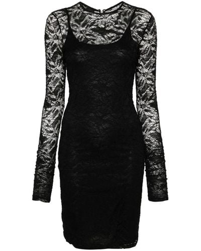 Pinko Amazzone Floral-lace Midi Dress - Black