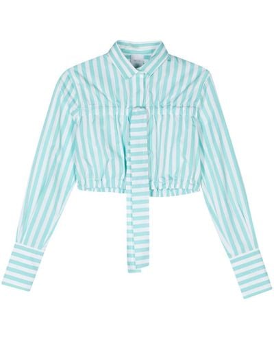 Patou Bow-detail Striped Shirt - Blue