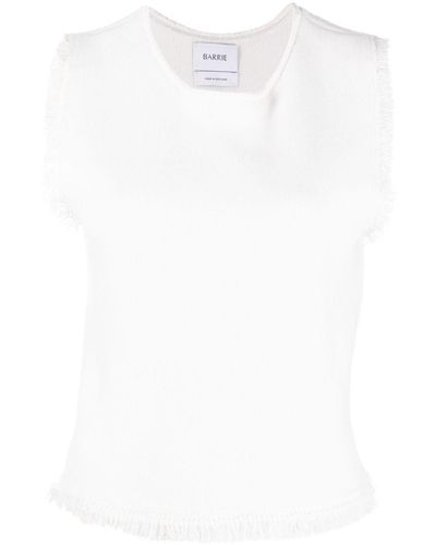 Barrie Fringe-trim Knitted Top - White