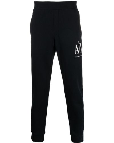 Armani Exchange Logo-embroidered Track Trousers - Blue