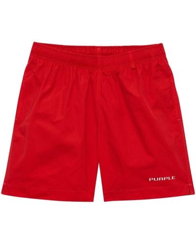 Purple Brand Wordmark Swim Shorts - Red