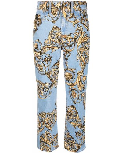 Versace Regalia Baroque Cropped-Hose - Blau