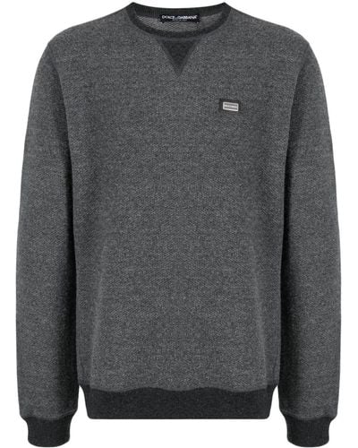 Dolce & Gabbana Logo-plaque Wool Sweater - Grey