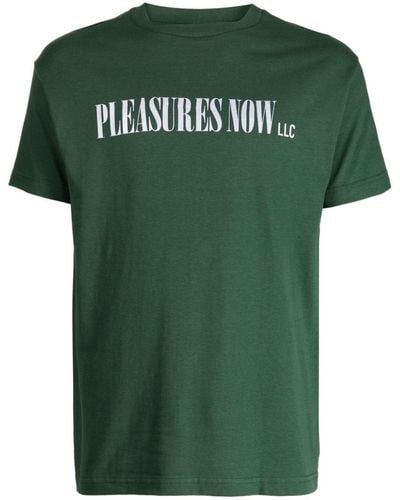 Pleasures T-shirt Met Logoprint - Groen