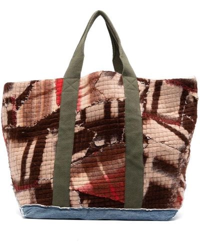 Greg Lauren Bolso shopper con diseño patchwork - Marrón