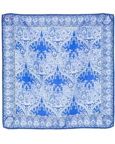 Kiton Paisley-print Silk Handkerchief - Blue