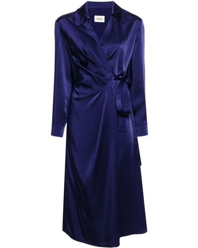 Claudie Pierlot Wrap-design Bow-fastening Midi Dress - Blue