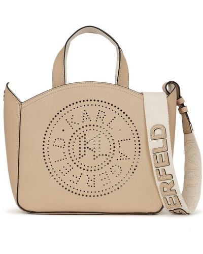 Karl Lagerfeld K/circle Perforated-logo Tote Bag - Natural