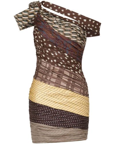 Moschino Patchwork-design Sleeveless Dress - Brown