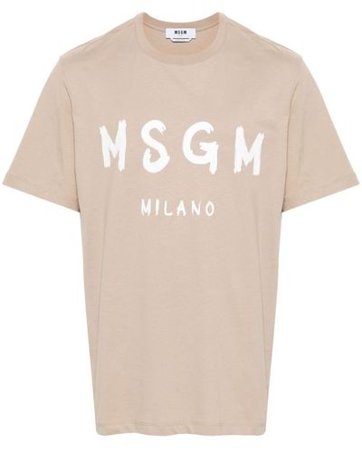 MSGM T-Shirt mit Logo-Print - Natur