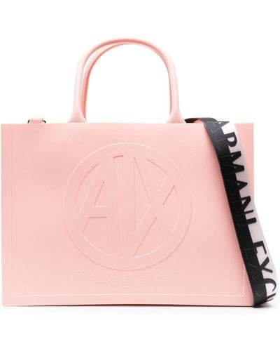 Armani Exchange Bolso shopper grande con logo en relieve - Rosa