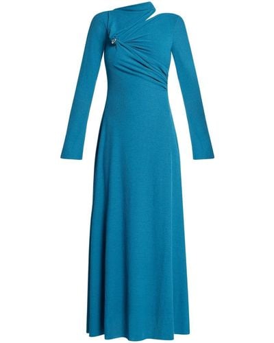 Chats by C.Dam Ruched-detail Long-sleeve Dress - Blue