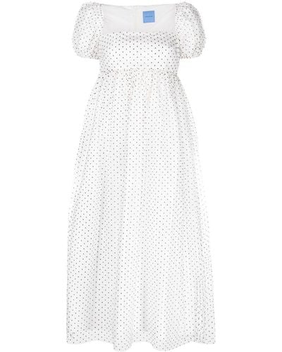 Macgraw Samantha Micro-dot Print Midi Dress - White