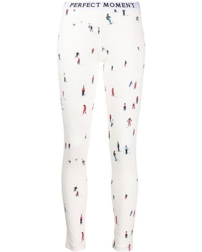Perfect Moment Graphic-print Thermal leggings - White
