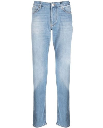 Emporio Armani Faded-effect Straight-leg Jeans - Blue