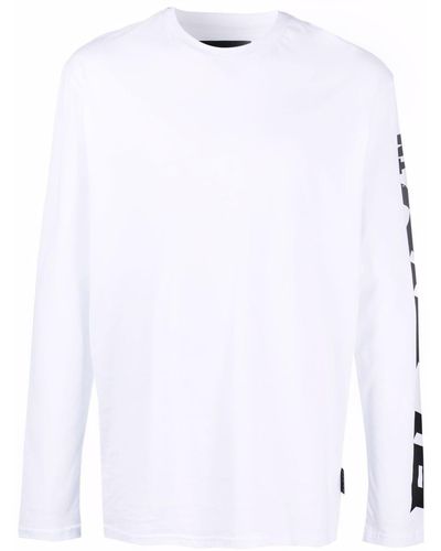 Philipp Plein Camiseta de manga larga con cuello redondo - Blanco