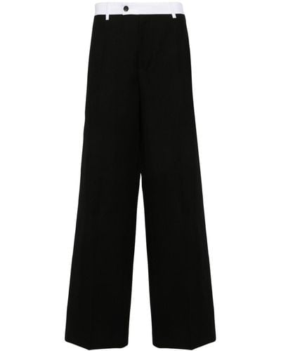 Wales Bonner Contrasting-Waistband Wool Trousers - Black