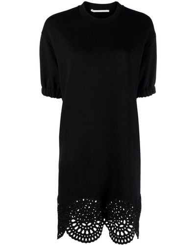Stella McCartney Broderie Anglaise-trim T-shirt Dress - Black