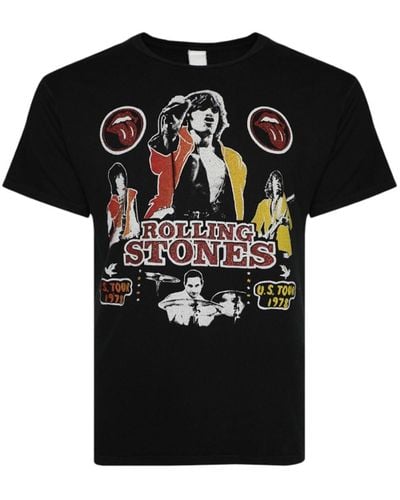 MadeWorn Rolling Stones-print Cotton T-shirt - Black