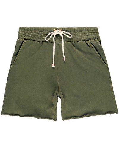 Les Tien Drawstring Cotton Track Shorts - Green