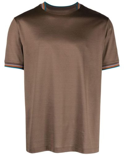 Paul Smith Stripe-detailed Cotton T-shirt - Brown