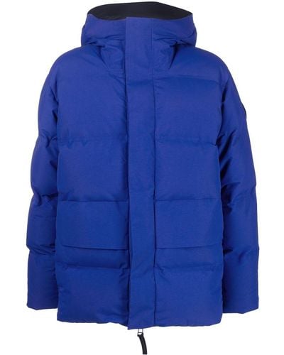 Norse Projects Logo-print Hooded Padded Coat - Blue