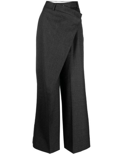 Acne Studios Cotton Blend Asymmetric Trousers - Black