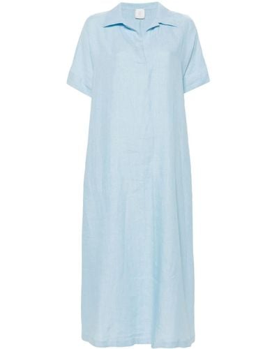 Eleventy Linen Shift Maxi Dress - Blue