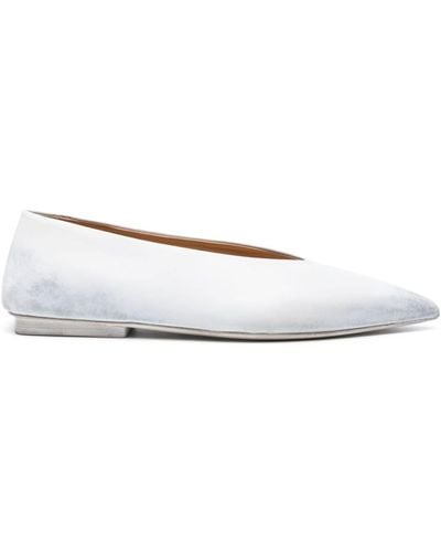 Marsèll Distressed-effect Leather Ballerina Shoes - White