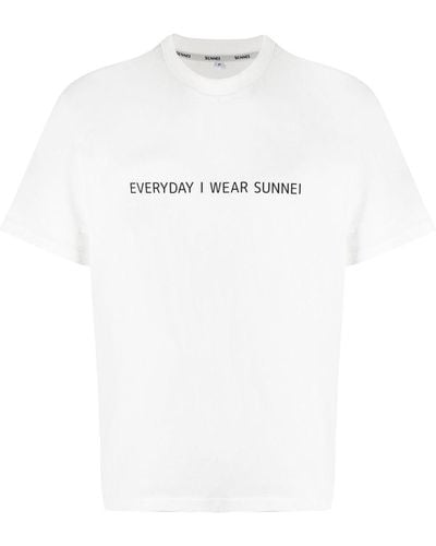 Sunnei T-shirt en coton à slogan imprimé - Blanc