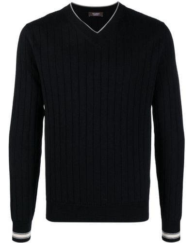 Peserico V-neck Ribbed-knit Virgin-wool Sweater - Black