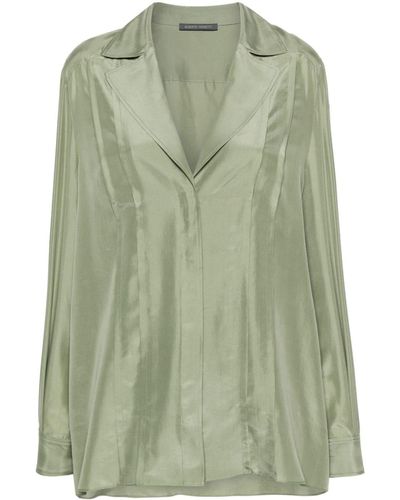Alberta Ferretti Notched-collar Silk Shirt - Green