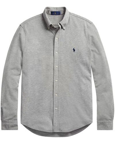 Polo Ralph Lauren Logo Embroidered Button-down Shirt - Gray