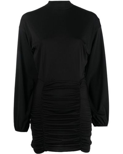 Dondup Ruched Funnel Neck Mini Dress - Black
