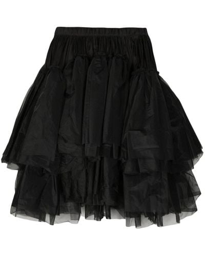 Comme des Garçons Asymmetric Tiered Midi Skirt - Zwart