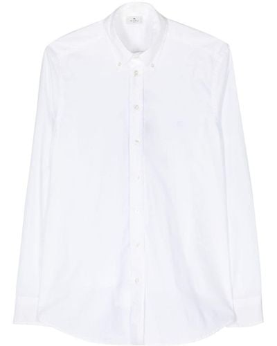 Etro Popeline-Hemd mit Pegaso-Stickerei - Weiß