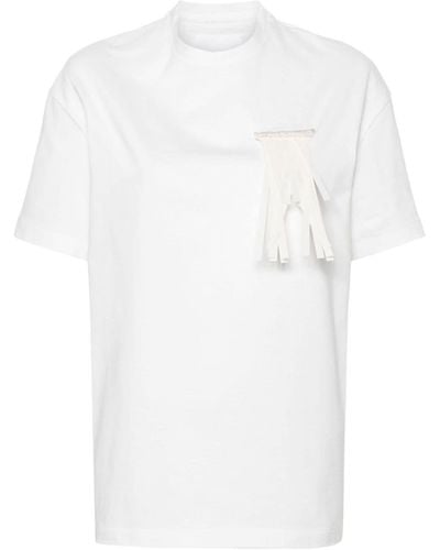 Jil Sander T-Shirt mit Brosche - Weiß