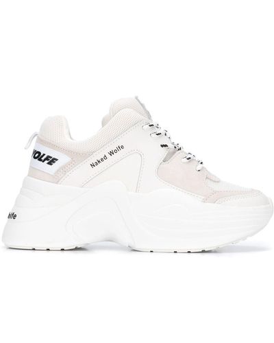 Naked Wolfe Track Leather And Mesh Sneakers - White