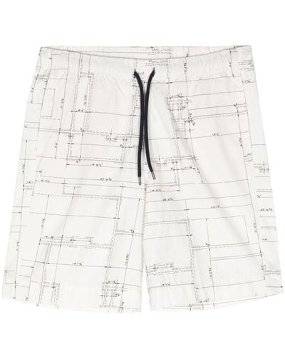 PS by Paul Smith Graphic-print Organic Cotton Shorts - White