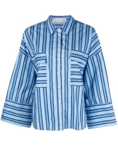 Faithfull The Brand Multi-Way Striped Organic-Cotton Shirt - Blue