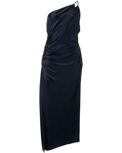 Michelle Mason Gathered-detail Silk Dress - Blue