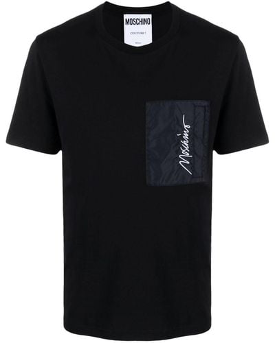 Moschino Logo-embroidered Cotton T-shirt - Black