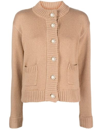 Claudie Pierlot Engraved-buttons Knitted Cardigan - Natural