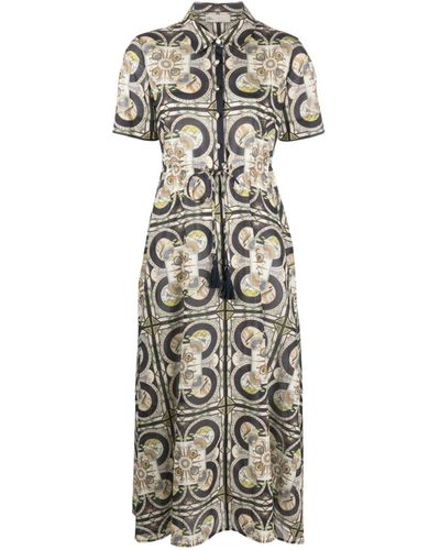 Tory Burch Flared Maxi-jurk Met Print - Naturel